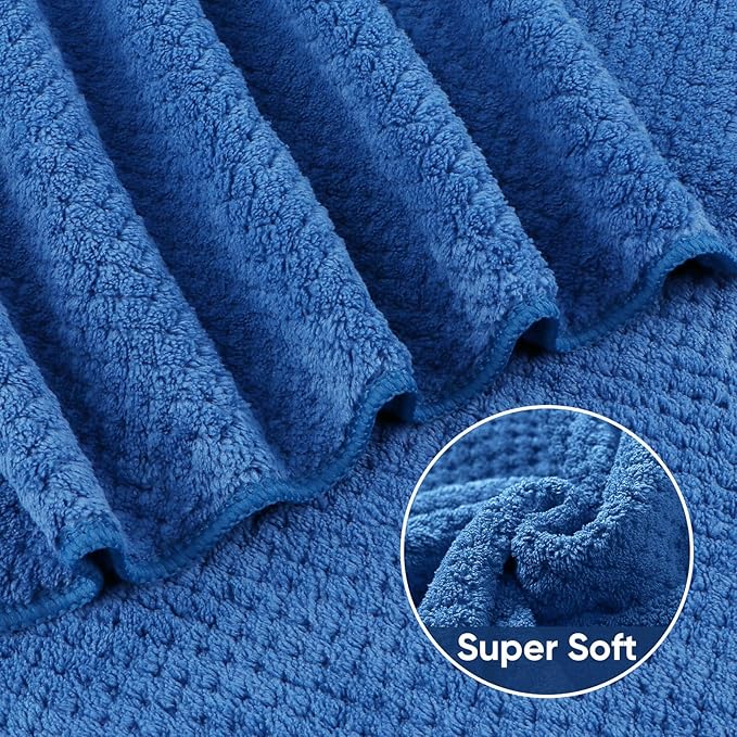 HOMEXCEL 6 Pack Bath Towel Set, (24 x 48 Inches) Microfiber Ultra Soft Highly Absorbent Bath Towels, Lightweight and Quick Drying Towels for Hotel, Bathroom, Spa and Beauty Parlor, Blue