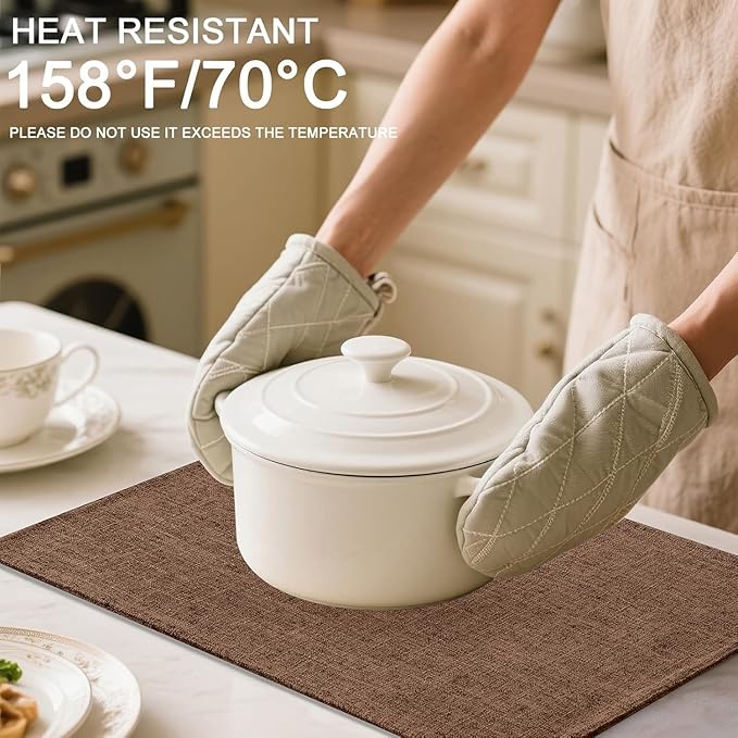 Homaxy Cloths Placemats for Dining Table Set of 4, Heat Resistant Washable Cotton Linen Blend Table Mats, Easy to Clean Place Mats for Indoor Outdoor Party Kitchen Decoration, 13" x 19", Brown