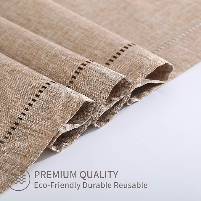 Tosewever Decorative Linen Table Runner Farmhouse Style Tabletop Collection 14 x 108 Inches Table Runners for Everyday Dining Wedding Party Holiday Home Decor (14" x 108", Light Coffee/Straight)