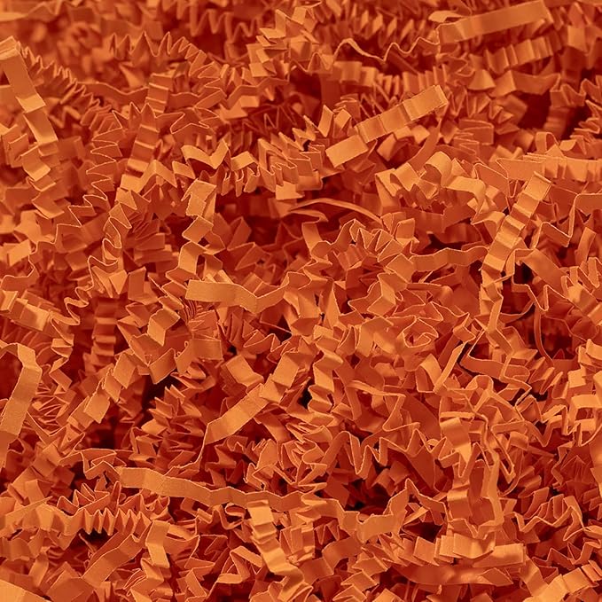 Mefleet 2 LB Crinkle Cut Paper Shred Filler Orange Crinkle Shredded Paper for Gift Box - Gift Basket Bag Filler - Grass Cushion Stuffing for Halloween Fall Christmas Holiday Packaging Wrapping