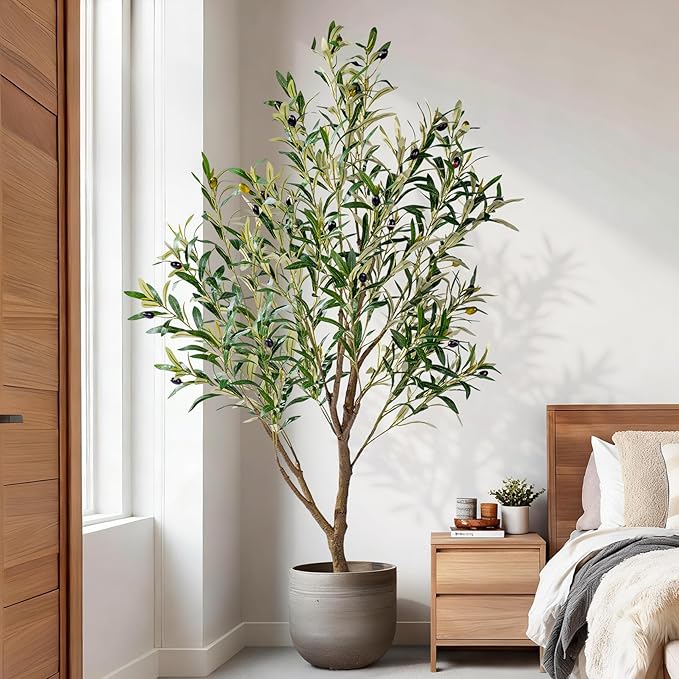 5ft Artificial Olive Tree Faux Olive Plant for Home Decor, Large Fake Olive Tree Modern Farmhouse Style, Floor Plant for Indoor Artificial Trees for Home Decor Indoor, Arbol de Olivo Artificial