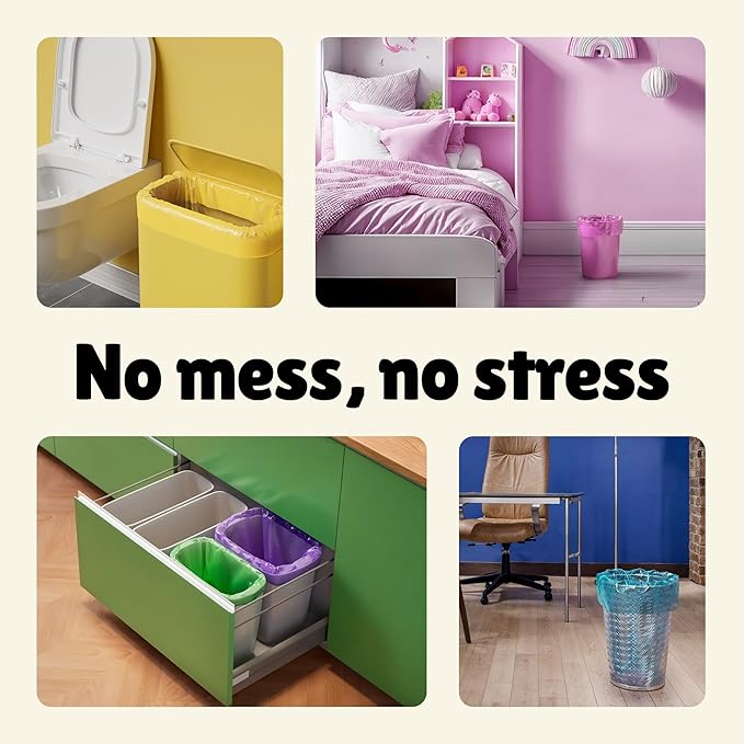 Forid Small Trash Bags for Bathroom - 2.6 Gallon Garbage Bags Unscented,Extra Thick Strong Wastebasket Can Liners for Home Office Bedroom,150 Bags Multi Colored