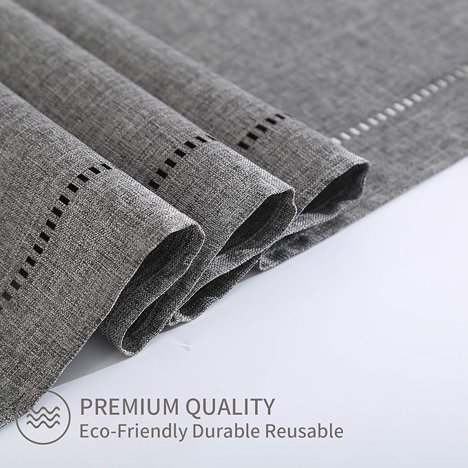 Tosewever Decorative Linen Table Runner Farmhouse Style Tabletop Collection 14 x 108 Inches Table Runners for Everyday Dining Wedding Party Holiday Home Decor (14" x 108", Grey/Straight)