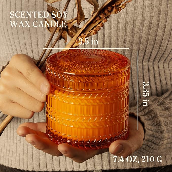 Hidden Label Zesty Bergamot Scented Candles for Home Scented, Candle Gifts for Women,Crackling Wood Wick Soy Candles, 7.4oz Glass Decorative Jar