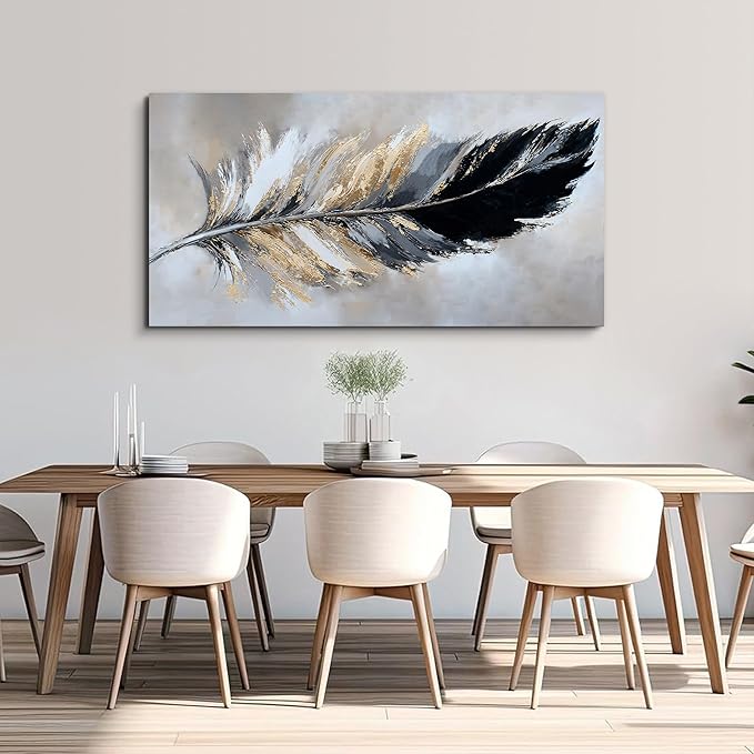 YISXINOAG Canvas Wall Art Abstract Art Wall Decor Modern Canvas Wall Decor Modern Home Decorations Black and Gold Minimalist Abstract Art Prints for Bedroom, Dining Room Home Artwork Size 24"X48"