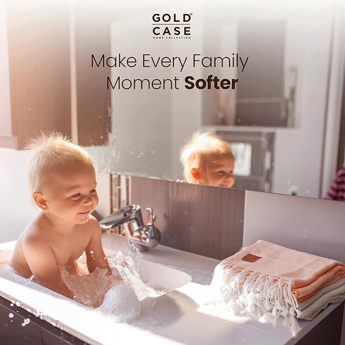 Gold CASE LYCIA Turkish Beach Towel Set of 6 – 100% Cotton Turkish Beach Towels Bulk 70 x 38'' – LYCIA Oversized, Quick Dry & Sand Free Beach Towel – Lightweight Towels Set in Tones of Yellow