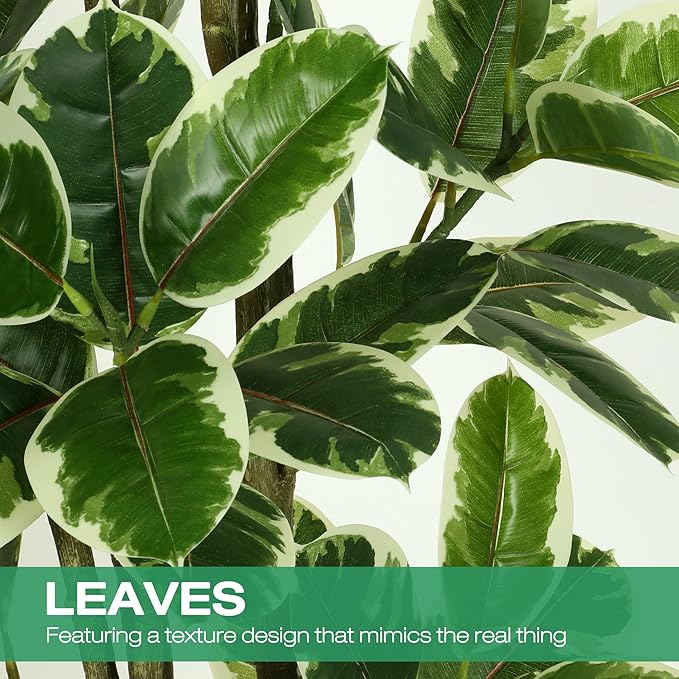 Faux Fiddle Leaf Fig Tree, 6ft Faux Plant Fake Ficus Silk Trees with White Planter, Artificial Fig Trees Floor Plants for House Office Living Room Indoor Home Decor (fig Tree)