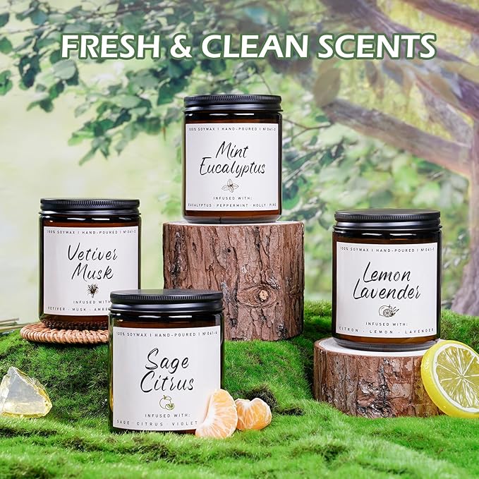 Scented Candle for Home | Lemon Lavender Candle | Aromatherapy Candles - Soy Candles for Home Scented, Gifts for Women Men, Lemon Fragrance -7oz, Single-Wick