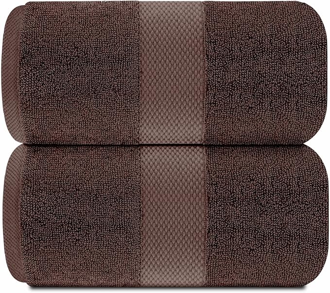 White Classic Luxury Soft Brown Bath Sheet Towels - 650 GSM Cotton Luxury Bath Towels Extra Large 35x70 / Highly Absorbent and Quick Dry/Hotel Collection Extra Large Bath Towels Oversized, 2 Pack