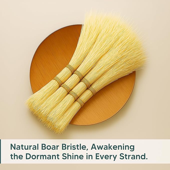 Heritage Oak Boar Bristle Hair Brush | 100% First-Cut Natural Bristles for Shine & Smoothing | Soft Scalp Massage | Luxury Grooming for Fine, Short Hair & Men's Styling (Finishing Tool)