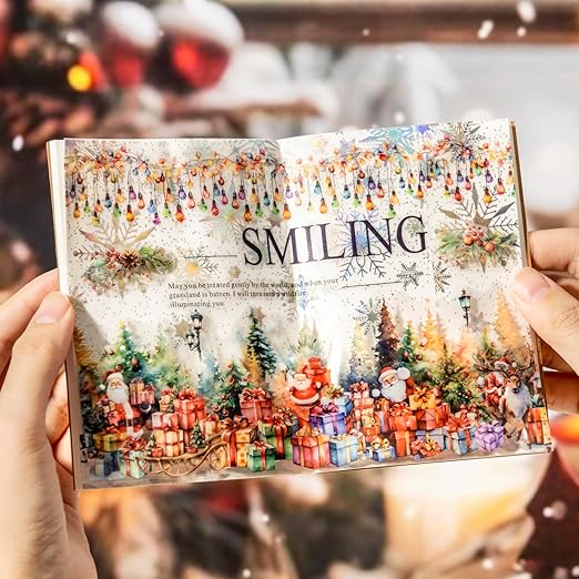 6 Rolls PET Washi Tape Stickers Set,Christmas Washi Tape for Journaling,Winter Aesthetic Stickers for Scrapbook Supplies,Junk Journal,Planner(Christmas Diary)