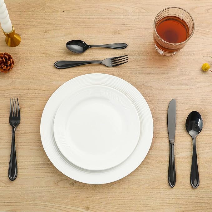 Black Silverware Set, 30-Piece Stainless Steel Flatware for 6, Heavy-Duty 18/0 Stainless Steel Utensils,Mirror Polished Dishwasher Safe for Home & Kitchen Dining