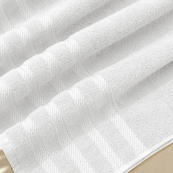 Hearth & Harbor Bath Towels for Bathroom - 100% Ring Spun Cotton Luxury Bathroom Towels - Soft & Highly Absorbent 4 Bath Towels, White