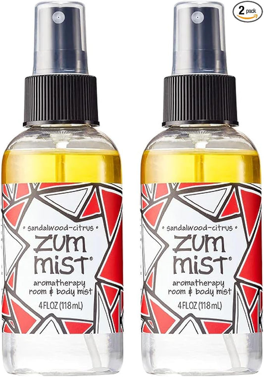 Indigo Wild Zum Mist Room & Body Spray - Aromatherapy Essential Oil Spray - Natural Body Mist & Room Spray - Sandalwood-Citrus Scent - 4 fl oz (2 Pack)
