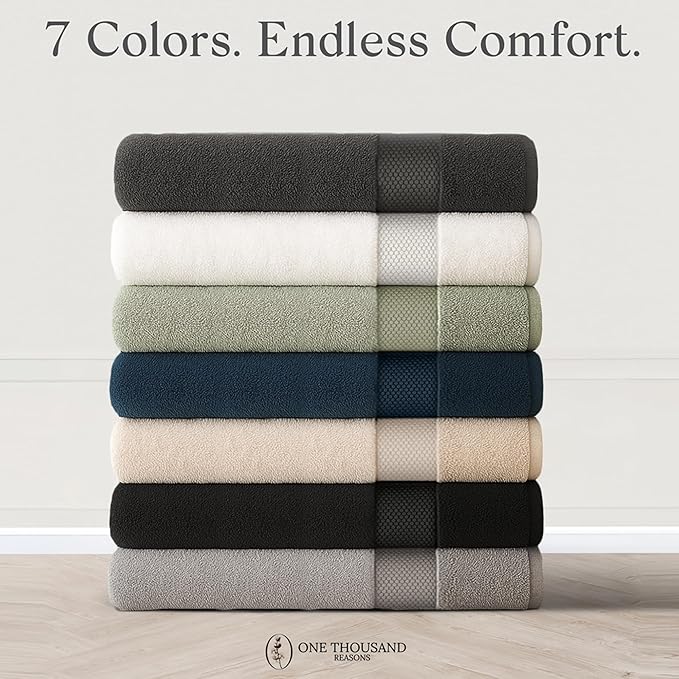 Premium Staple Cotton Bathroom Towel Set - Black 600 GSM 6-Piece Luxury Bath Towel Set 1 Stripe - 2 Bath Towels, 2 Hand Towels & 2 Washclothes Set - High Absorbent & Quick Dry for Gym, Spa, Hotel