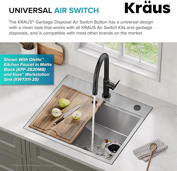 KRAUS Flat-Top Garbage Disposal Air Switch Button in Spot-Free Antique Champagne Bronze, KWDB-20SFACB