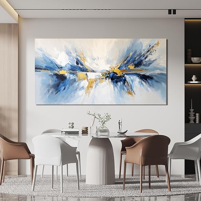YISXINOAG Modern Canvas Art Wall Decor Abstract Wall Decor Canvas Wall Art for Bedroom Modern Home Decorations Gold and Blue Abstract Art for Dining Room Home Artwork Prints Size 20"X40"