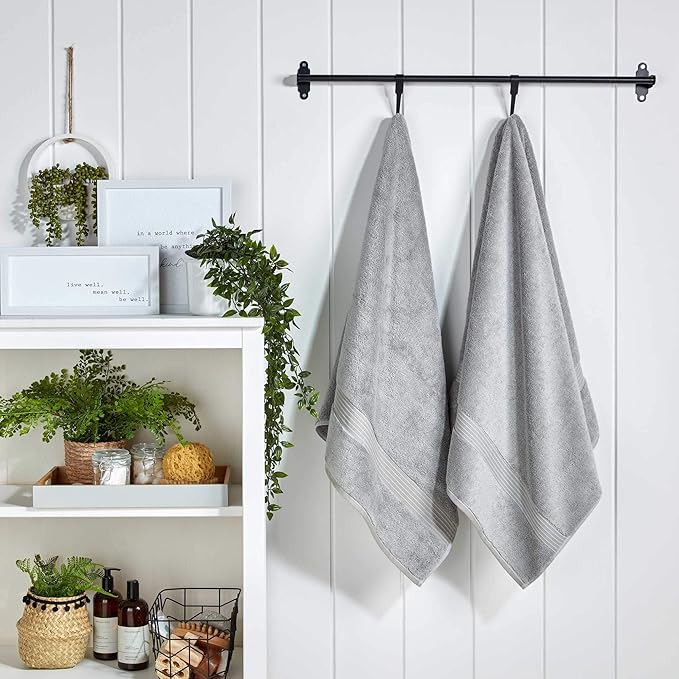 Christy Supreme Hygro 4 Piece Towel Set | Silver | 100% Luxury Supima Cotton | Ultra Soft | Super Absorbent | 650GSM | 2 Bath Towels 2 Hand Towels