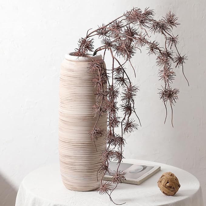 ALMA White Tall Vase for Floor, 18'' Extra Large Vase for Pampas Grass Dried Flower Bouquet, Big Ceramic Rustic Vases for Home Decor, Living Room Floor, Mantel Decoration