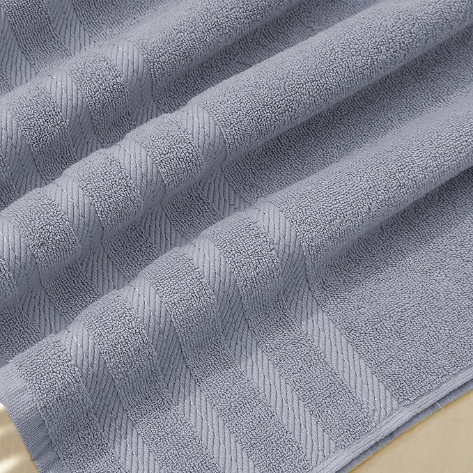 Hearth & Harbor Bath Towels for Bathroom - 100% Ring Spun Cotton Luxury Bathroom Towels - Soft & Highly Absorbent 4 Bath Towels, Stone Blue