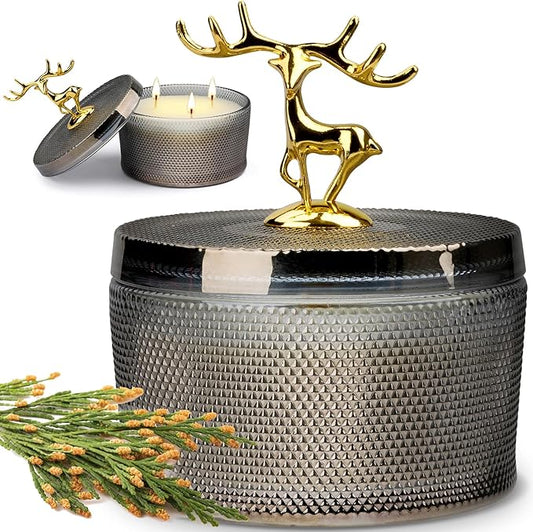 Sandalwood Scented Candle - 10.58 oz Natural Soy Wax with 3 Wicks, 50-Hour Burn Time Aromatherapy Candle for Home & Relaxation, Christmas Gift for Women & Men