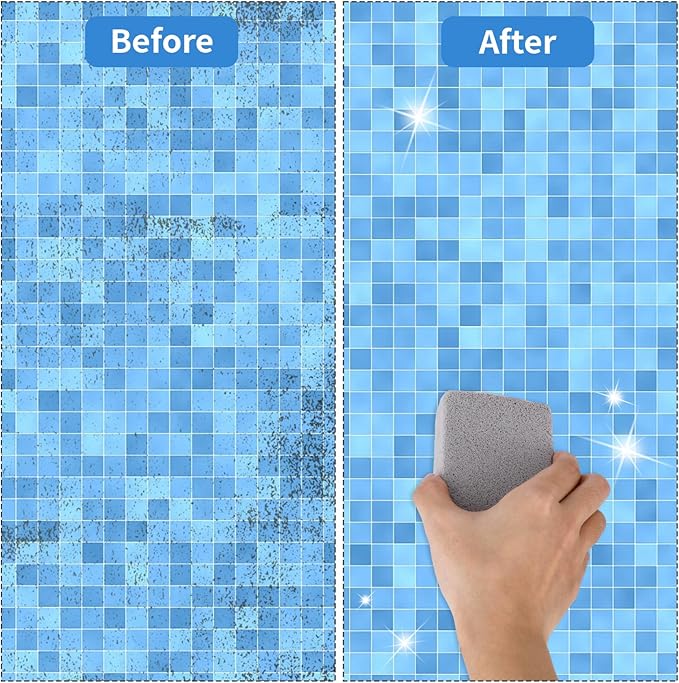 4 Pcs Hand-held Pool Pumice Stone for Cleaning with Handle, Pumice Stone for Pool Tile Cleaning, Concrete, Block Swimming Grout, Stove and Spa Tile Removing Stains