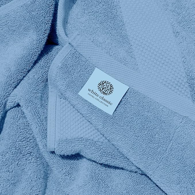 White Classic Luxury Soft Bath Sheet Towels - 650 GSM Cotton Luxury Bath Towels Extra Large 35x70 | Highly Absorbent and Quick Dry | Hotel Quality Extra Large Bath Towels Oversized, Light Blue, 2 Pack