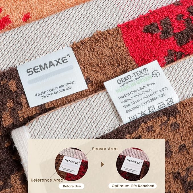 SEMAXE Luxury Bath Towel for Bathroom, 100% Cotton Towel with Hanging Loop and Smart Tag, Soft & Absorbent, Gift Box Packaging,1 Pc Colored Towel, 55" L x 27" W