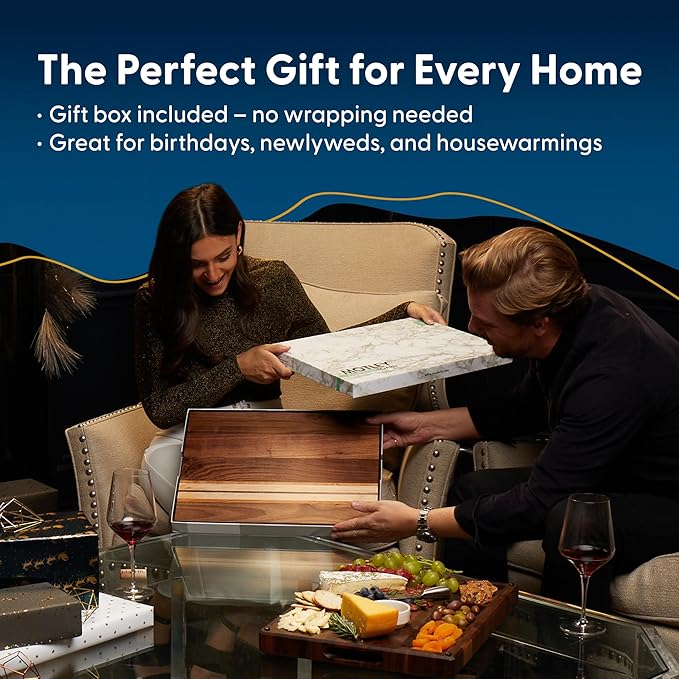 Sonder Los Angeles, Large Walnut/Cherry/Maple Wood Cutting Board for Kitchen, Charcuterie Wooden Board, Sorting Compartment, Reversible 17x13x1.1 in (Gift Box Included)