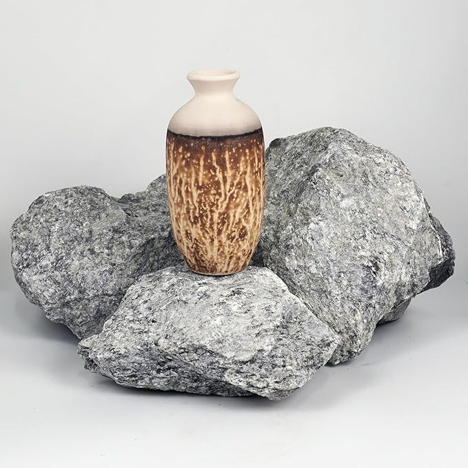 RAAQUU Koban 7" Raku Clay Pottery Home Decor Vase - Obvara - Boho Wall Art