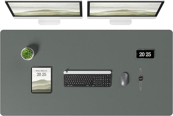 Aothia Leather Desk Pad Protector, Office Desk Mat, Large Mouse Pad, Laptop Desk Pad, Non-Slip PU Leather Desk Blotter, Waterproof Desk Writing Pad for Office and Home (Jungle Green, 47" x 24")