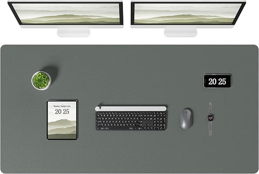 Aothia Leather Desk Pad Protector, Office Desk Mat, Large Mouse Pad, Laptop Desk Pad, Non-Slip PU Leather Desk Blotter, Waterproof Desk Writing Pad for Office and Home (Jungle Green, 47" x 24")