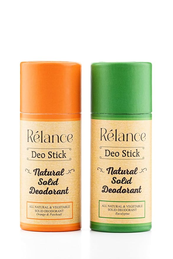 Relance Natural Solid Deodorant, Zero Waste, All Natural Vegetable, Eucalyptus and Orange Patchouli Scents, with Eco-Conscious Packaging (Eucalyptus)