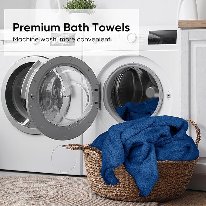 HOMEXCEL 6 Pack Bath Towel Set, (24 x 48 Inches) Microfiber Ultra Soft Highly Absorbent Bath Towels, Lightweight and Quick Drying Towels for Hotel, Bathroom, Spa and Beauty Parlor, Blue