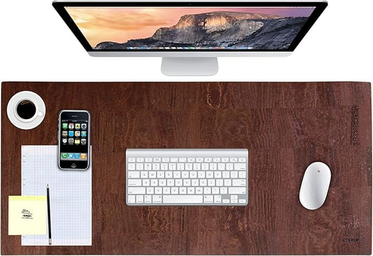 Corkor Cork Desk Pad – Table Mat - Vegan Leather – Cruelty Free – Eco Friendly - Brown