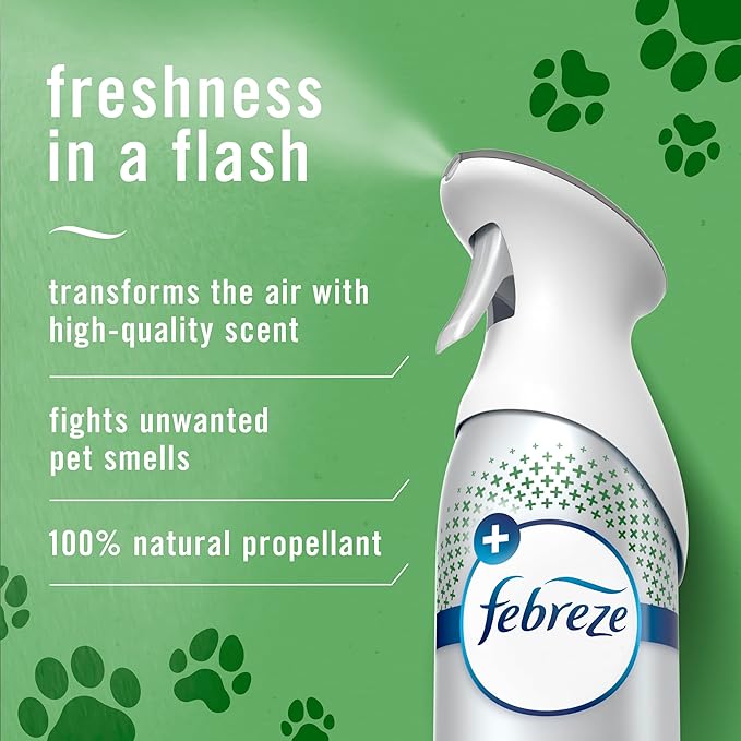 Febreze Air Mist Air Freshener Spray, Odor-Fighting Room Spray, Air Fresheners for Home and Bathroom and Kitchen, Aerosol Can, HD Pet Odor Fighter Scent, 8.8oz, 3 Count