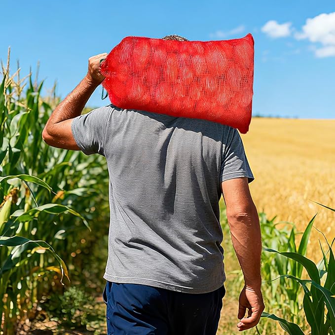 100 Pack Mesh Onion Bags, 31'' x 20'' Extra Large Mesh Produce Bags, Reusable Breathable Vegetable Storage Bag, Net Bag with Drawstring for Onions Potatoes Citrus Crawfish