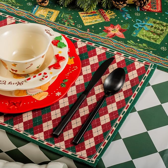 Alata Cube 45-Piece Forged Stainless Steel Flatware Set Cutlery Set with Utensil-Serving Set, Silverware Set Service for 8, Matte Satin Polished, Dishwasher Safe