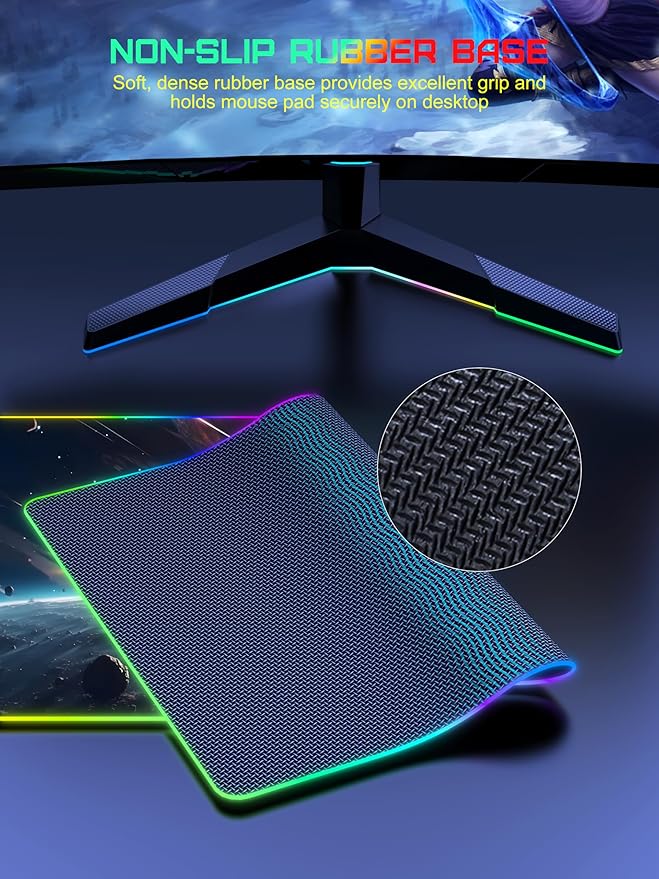 TopMade Wireless Charging Mouse Pad, RGB Gaming Mousepad, 35.4" x 15.8" Extra Large Waterproof Keyboard Desk Pad, Computer Desk Mat, Cosmic Planet (Includes 20W PD Power Adapter & 6.56ft Woven Cable)