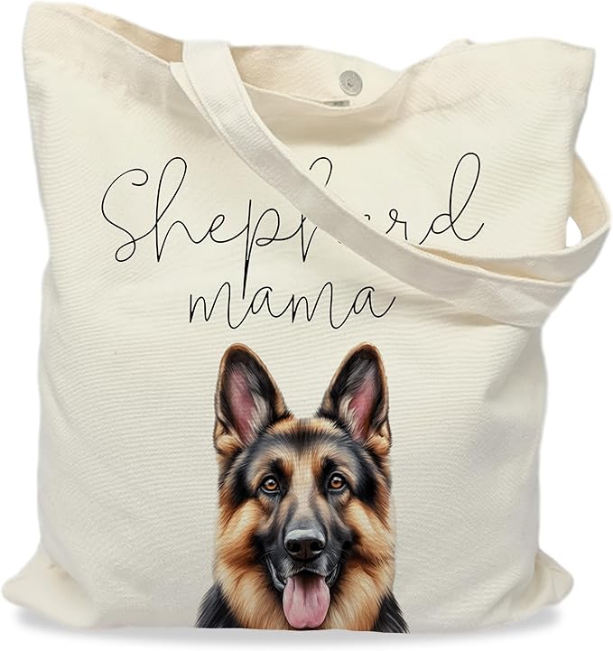 Dog Mama Tote Bag – Cute Dog Lover Canvas Bag, Reusable Shopping Shoulder Bag for Women, Pet Mom Gift,