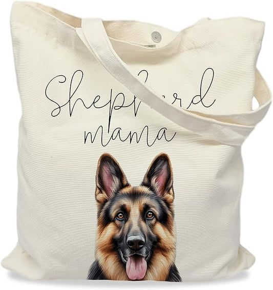 Dog Mama Tote Bag – Cute Dog Lover Canvas Bag, Reusable Shopping Shoulder Bag for Women, Pet Mom Gift,