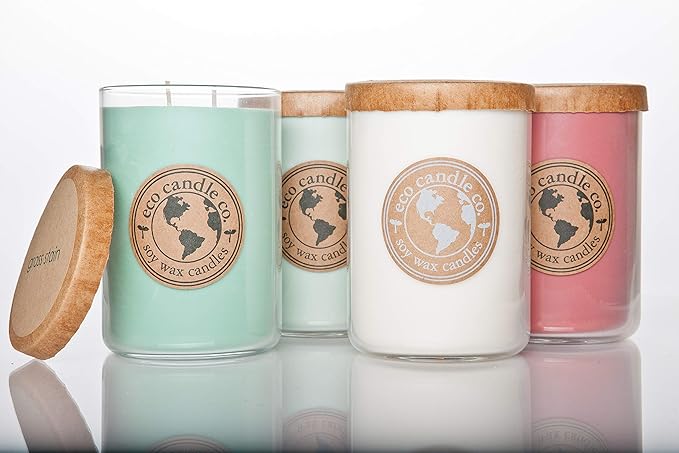 Eco Candle 26 oz. Recycled Glass Tumbler - Scents of Yellow Cake & Icing - Cupcake; 100% USA Made Scented Soy Candle, White