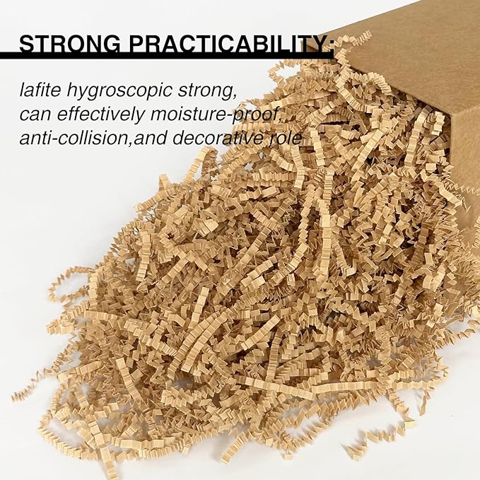 2LB Crinkle Cut Paper Shred Filler for Bag Gift Box Basket Confetti Paper Shreded Stuffing Decoration for Christmas Day Holiday Party(Kraft)