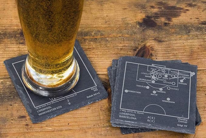 Greatest Liverpool Modern Plays: Slate Coasters (Set of 4) | Best Gift Idea for Sports Lovers | Liverpool Historic Moments Gifts