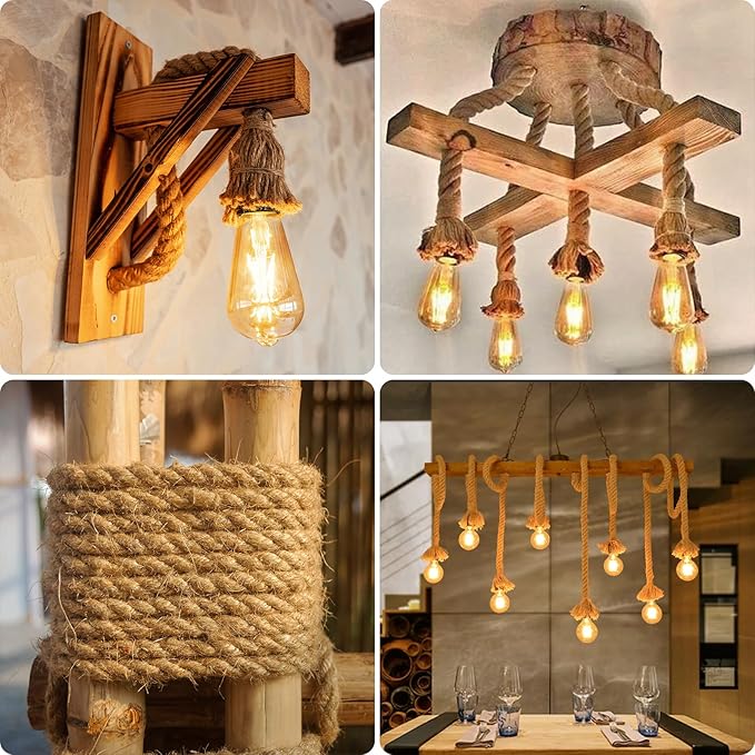 Jute Rope: Twisted Manila, 20mm Natural Thick Hemp - Heavy Duty Tug of War & Home Decor, 100 ft