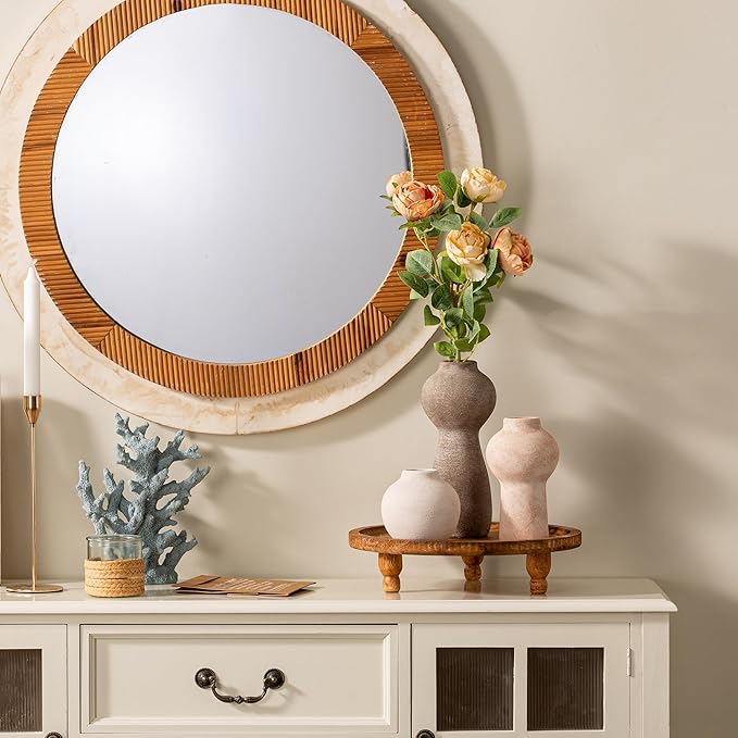 Ceramic Vase Home Table Decor - Flower Vase Set of 3 Living Room Kitchen Decorations Farmhouse Modern Rustic Vases Decorative Centerpiece for Shelf Bedroom Office Bathroom Dining Coffee Desk