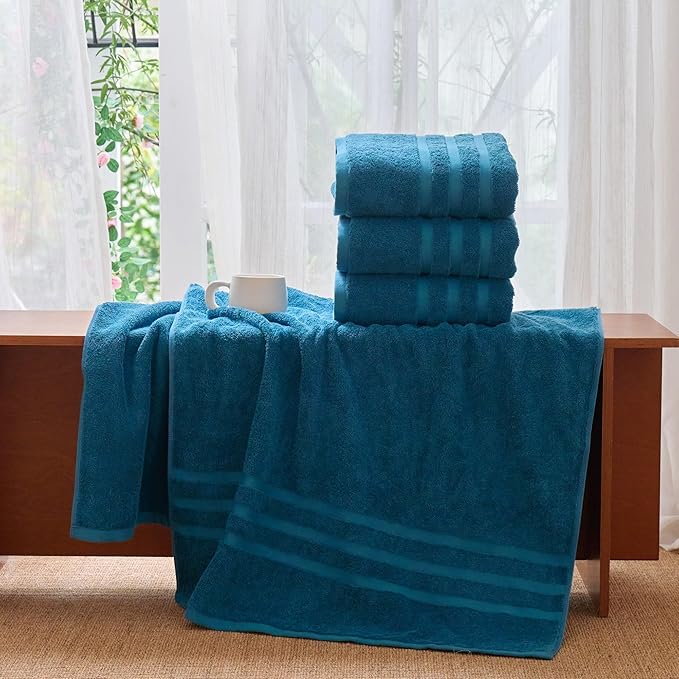 Cotton Bath Towel – Large 30x60 Inches, Soft, Thick & Absorbent Towel for Bathroom, Spa, or Home Use (Blue, 2 Pack – 30"x60")