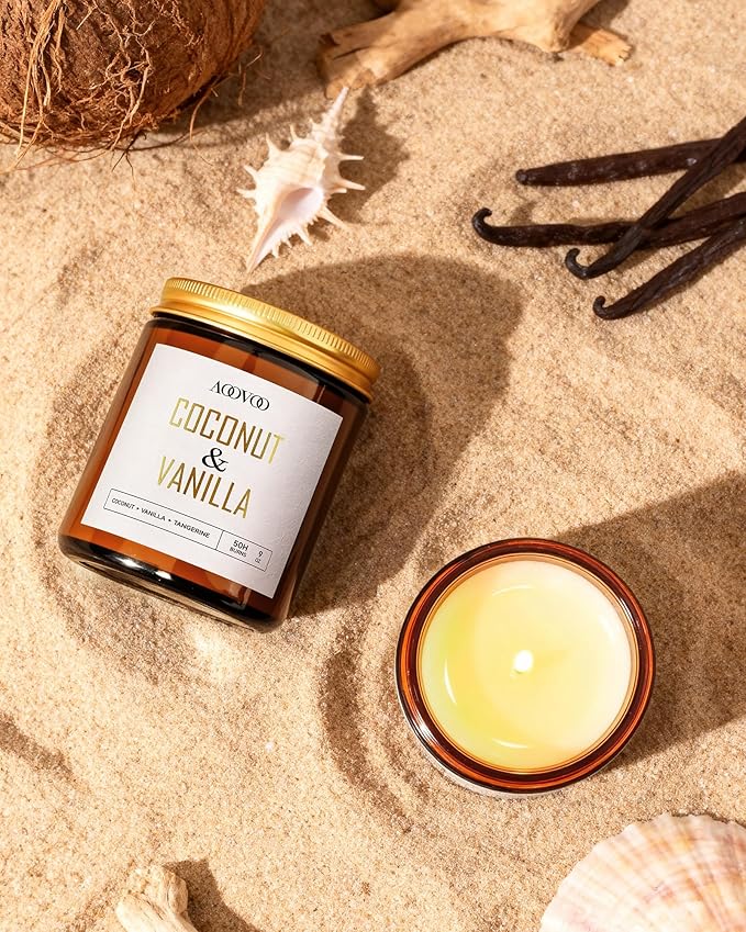 AOOVOO Coconut Vanilla Candles - 18 oz Scented Candles, Aromatherapy Candle, Soy Candle for Home Scented