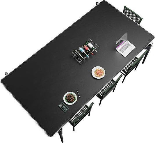 CENNBIE HUGE240 94.5" x 47" Black Leather Desk Mat for Conference Table, Dining Table, Work Table, Banquet Tables, Library Table