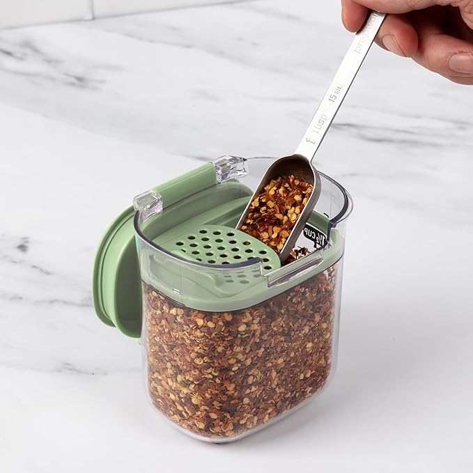 ProKeeper+ Airtight Food Storage Container Set – Clear Plastic Flour and Sugar Canister Set with Magnetic Accessories for Kitchen Organization (Pistachio, 9-Piece)